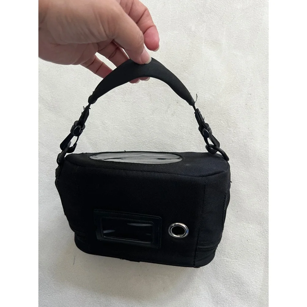 Black Canvas Small Animal Pet Carrier Bag Mesh Windows Travel Tote
